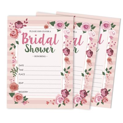 50 Cartões Florais para Jogo, Chá de Noiva, Despedida de Solteira, Quadrados em Branco para Preencher Ideias de Lembrança - Inkdotpot 12,7 Cm × 17,78 Cm / Branco - Convite