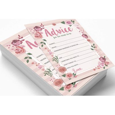 50 Cartões Florais para Jogo, Chá de Noiva, Despedida de Solteira, Quadrados em Branco para Preencher Ideias de Lembrança - Inkdotpot 12,7 Cm × 17,78 Cm / Branco - Cartão de Conselho