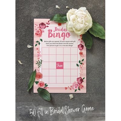 50 Cartões Florais para Jogo, Chá de Noiva, Despedida de Solteira, Quadrados em Branco para Preencher Ideias de Lembrança - Inkdotpot 12,7 Cm × 17,78 Cm / Branco - Bingo da Noiva