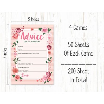 50 Cartões Florais para Jogo, Chá de Noiva, Despedida de Solteira, Quadrados em Branco para Preencher Ideias de Lembrança - Inkdotpot 12,7 Cm × 17,78 Cm / Branco - Conjunto de 4