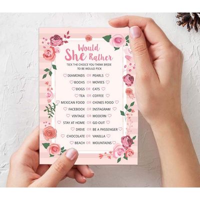 50 Cartões Florais para Jogo, Chá de Noiva, Despedida de Solteira, Quadrados em Branco para Preencher Ideias de Lembrança - Inkdotpot 12,7 Cm × 17,78 Cm / Branco - Conjunto de 4