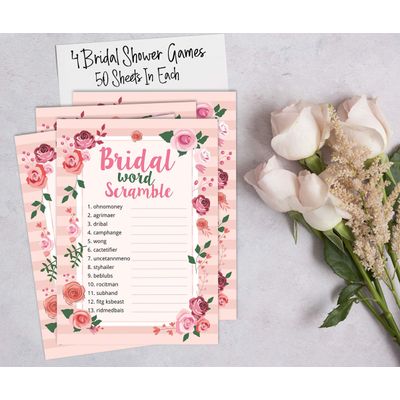 50 Cartões Florais para Jogo, Chá de Noiva, Despedida de Solteira, Quadrados em Branco para Preencher Ideias de Lembrança - Inkdotpot 12,7 Cm × 17,78 Cm / Branco - Conjunto de 4
