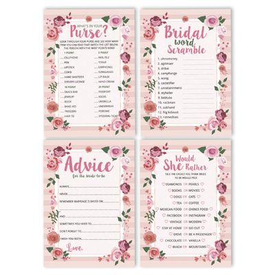 50 Cartões Florais para Jogo, Chá de Noiva, Despedida de Solteira, Quadrados em Branco para Preencher Ideias de Lembrança - Inkdotpot 12,7 Cm × 17,78 Cm / Branco - Conjunto de 4
