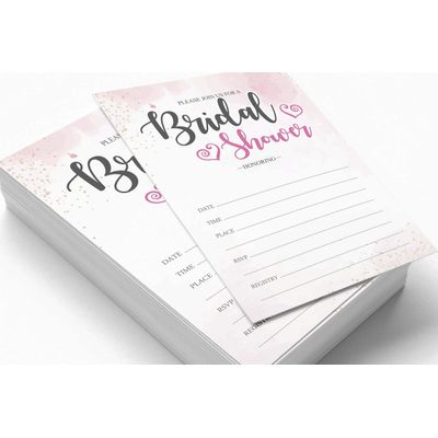 50 Cartões de Jogo Quadrados em Branco com Respingo em Aquarela para Chá de Noiva, Casamento e Despedida de Solteira - Inkdotpot 12,7 Cm × 17,78 Cm / Branco - Conjunto de 4
