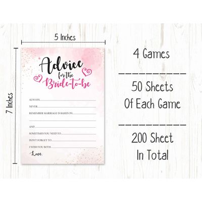50 Cartões de Jogo Quadrados em Branco com Respingo em Aquarela para Chá de Noiva, Casamento e Despedida de Solteira - Inkdotpot 12,7 Cm × 17,78 Cm / Branco - Conjunto de 4