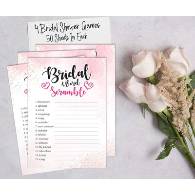 50 Cartões de Jogo Quadrados em Branco com Respingo em Aquarela para Chá de Noiva, Casamento e Despedida de Solteira - Inkdotpot 12,7 Cm × 17,78 Cm / Branco - Conjunto de 4