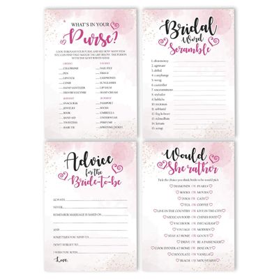 50 Cartões de Jogo Quadrados em Branco com Respingo em Aquarela para Chá de Noiva, Casamento e Despedida de Solteira - Inkdotpot 12,7 Cm × 17,78 Cm / Branco - Conjunto de 4