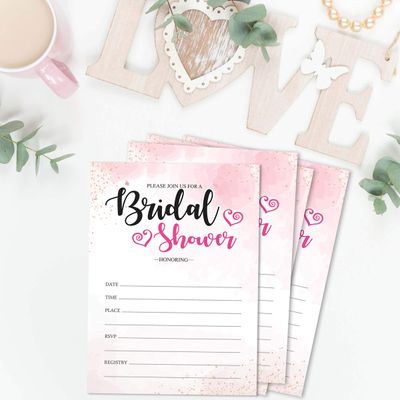 50 Cartões de Jogo Quadrados em Branco com Respingo em Aquarela para Chá de Noiva, Casamento e Despedida de Solteira - Inkdotpot 12,7 Cm × 17,78 Cm / Branco - Conjunto de 4