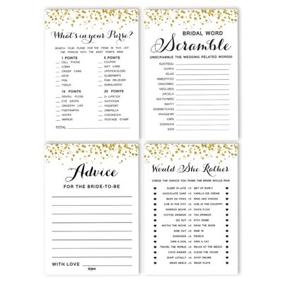 Cartões de Jogo Quadrados em Branco para Ideias de Presentes, 50 Un., Confete Dourado para Chá de Noiva/Despedida de Solteira - Inkdotpot 12,7 Cm × 17,78 Cm / Branco - Conjunto de 4