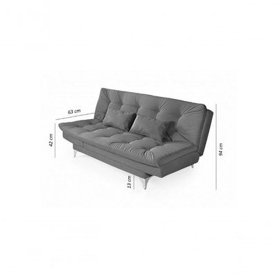 Sofá Cama Versátil 3 Lugares Império Reclinável Casal Pés De Alumínio Espuma Especial D33 Suede Amarelo 374