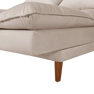 Sofá Cama Vancouver 3 Lugares Império Reclinável Casal Pés Madeira Suede Areia 376