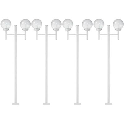 Kit 4 Postes Duplos para Jardim Iluminação Externa Alumínio 2,2m Branco Luminárias Global Dital