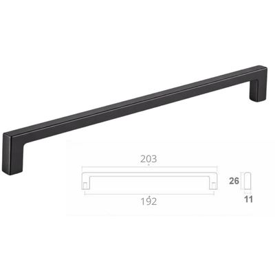 Kit 10 Puxadores Alça para Móveis Linea 192 Preto Industrial Bigfer Gaveta Porta