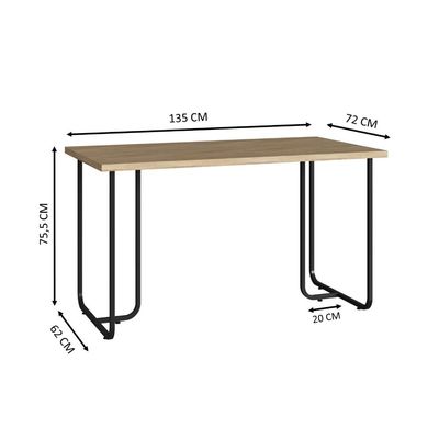 Mesa Escrivaninha Simples para Escritório Estudo 135cm Estilo Industrial Office Placa e Ponto