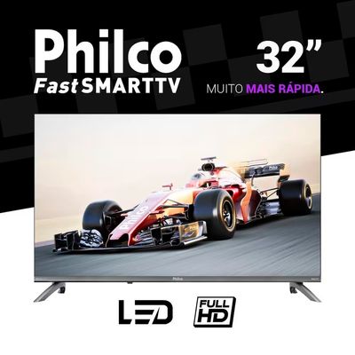 Smart TV 32 HD P32CRB Roku TV HDR10 Dolby Audio Philco Cinza