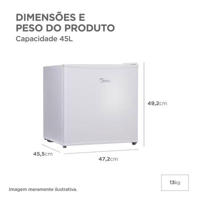 Frigobar 45L Inverter Branco e Preto/Prata Porta Reversível Bivolt Midea Branco / Bivolt