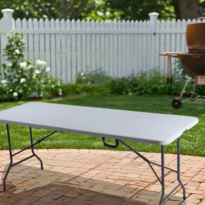 Mesa Portátil Dobrável Vira Maleta Com Alça Camping Branco