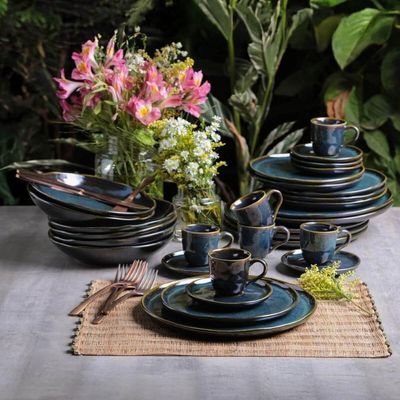 Xícara de Chá com Pires 170ml Cerâmica Stoneware Bio Oceano Porto Brasil Azul