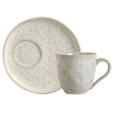 Xícara de Chá com Pires Bio Vanilla 170ml Cerâmica Off White Porto Brasil Cozinha