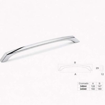 Kit 10 Puxadores Alça Anima para Móvel 16cm Cromado Zamac Bigfer Gaveta Cozinha