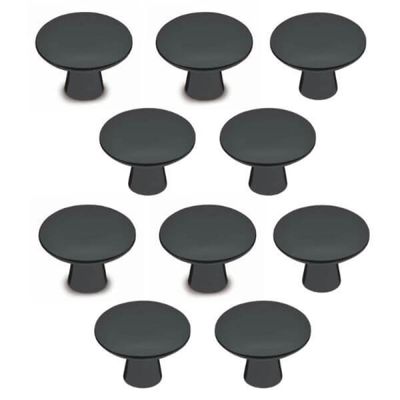 Jogo 10 Puxadores Ponto Cog Preto Industrial Zamac Redondos 4cm Portas Gavetas Móveis Armários Preto