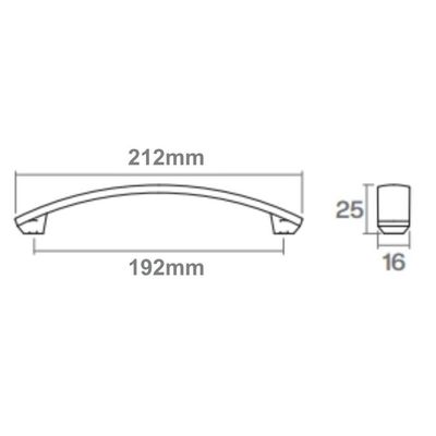 Kit 10 Puxadores Alça Fronte 192mm Zamac Cromado para Móveis Armário Gaveta Porta Bigfer
