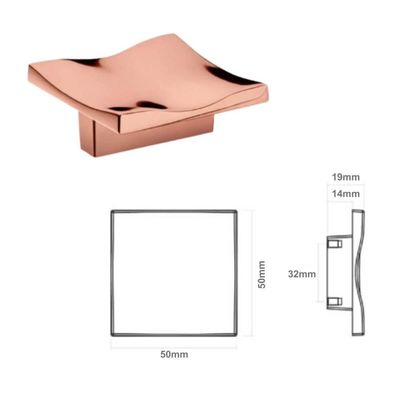Kit 10 Puxadores Ponto Quadrado para Móveis Zamac Rose Gold Gioia 5cm Gaveta Porta Bigfer