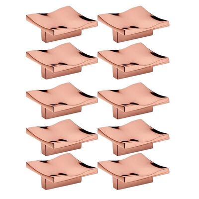 Kit 10 Puxadores Ponto Quadrado para Móveis Zamac Rose Gold Gioia 5cm Gaveta Porta Bigfer