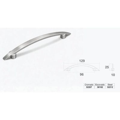 Kit 25 Puxadores Alça para Móveis Lenzo Steel Zamac Gavetas Portas Armários Bigfer
