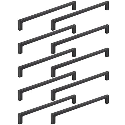 Kit 10 Puxadores Alça para Móveis Linea Zamac 128mm Preto Industrial Portas Gavetas Armários