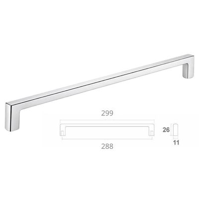 Kit 10 Puxadores Alça Linea 288 Zamac Cromado Bigfer Gavetas Portas Armários Cozinha