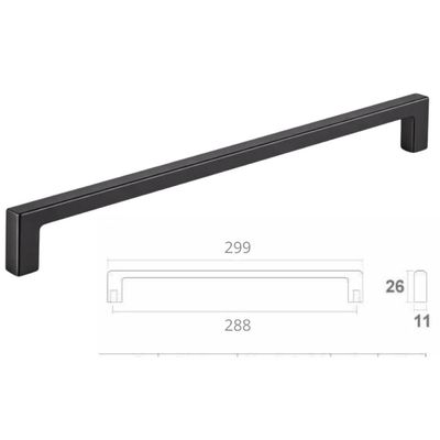 Kit 10 Puxadores Alça para Móveis Preto Industrial Linea 288 Bigfer Gavetas Portas Armários