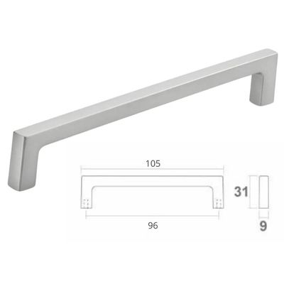 Kit 25 Puxadores Alça Mano 9,6cm Cromo Acetinado Bigfer Balcão Armário Gavetas