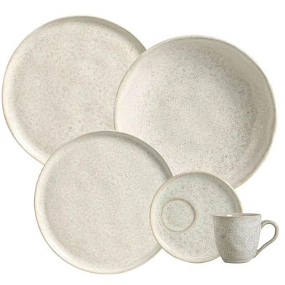 Aparelho de Jantar 30 Peças Bio Vanilla Cerâmica Orgânico Off White Porto Brasil Mesa Posta