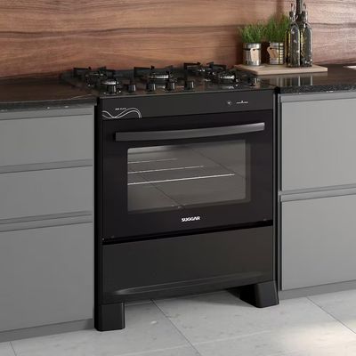 Fogão 5 Bocas de Piso Suggar Neo Glass FGVNG510PT Bivolt Preto / Bivolt