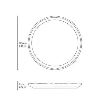 Jogo 6 Pratos de Sobremesa Off White 21,5cm Cerâmica Stoneware Bio Vanilla Porto Brasil