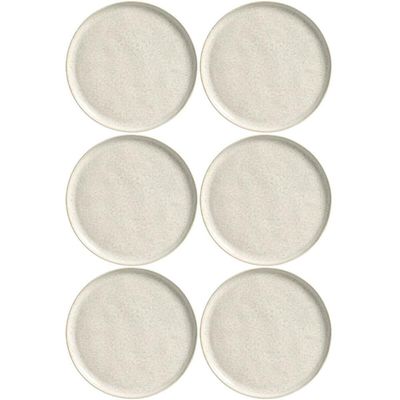 Jogo 6 Pratos de Sobremesa Off White 21,5cm Cerâmica Stoneware Bio Vanilla Porto Brasil