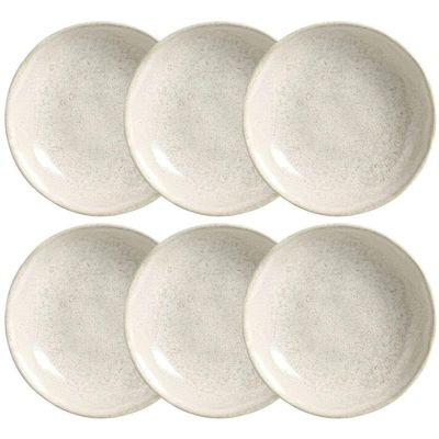 Jogo 6 Pratos Fundos 25cm 830ml Bio Vanilla Orgânico Cerâmica Porto Brasil Mesa Posta Sopas Caldos