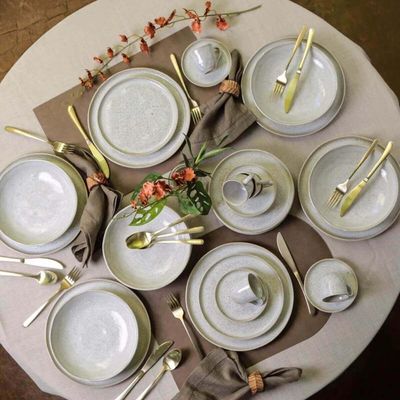 Jogo 6 Pratos Fundos 25cm 830ml Bio Vanilla Orgânico Cerâmica Porto Brasil Mesa Posta Sopas Caldos