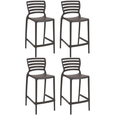 Jogo 4 Banquetas Altas Marrom Tramontina Plástico Resistente Summa Sofia Uso Residencial Comercial