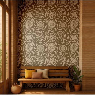 Papel Parede Autoadesivo Boho, Floral Paisley, Vinil Impermeável, Cinza, Removível, Ideal para Locatários/Quarto e Sala de Jantar - S4sassy 63,5 cm (L) × 304,8 cm (C) / Cinza - Vinil Liso