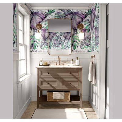 Papel de Parede com Folhas de Monstera Tropical Roxo, Vinílico Autoadesivo, Revestimento Decorativo Fácil para Quarto e Sala - S4Sassy 63,5 cm (L) × 304,8 cm (C) / Roxo - Vinil Liso