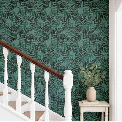 Papel de Parede Autoadesivo Decorativo Folhagem, Vinílico Impermeável, Verde, Removível e Adequado para Inquilinos - S4Sassy 63,5 cm (L) × 304,8 cm (C) / Verde - Vinil Liso