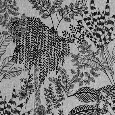 Papel de Parede Autocolante Estampa Rascunho de Selva, Vinílico Impermeável, Preto, Removível, para Inquilinos, Quarto e Sala - S4Sassy 63,5 cm (L) × 609,6 cm (C) / Preto - Vinil Liso