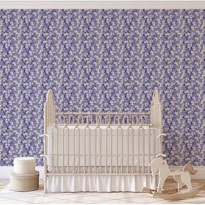 Papel de Parede Autoadesivo Peel-and-Stick, Estampa Blossom Bloom - Mural Estilo Asiático para Banheiro, Lavanderia e Closet Roxo - S4Sassy 63,5 cm (L) × 609,6 cm (C) / Roxo - Vinil Liso