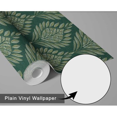 Papel de Parede Motivo de Folhas, Estilo Asiático, Vinílico Autoadesivo, Decorativo Fácil DIY para Quarto, Sala e Ambientes, Verde - S4Sassy 63,5 cm (L) × 914,4 cm (C) / Verde - Vinil Liso
