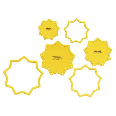 Conjunto de 3 Estênceis de Molde Estrela de 9 Pontas para Matelassê (8/10/13 cm) DIY Costura Patchwork 0M - Traceease Amarelo