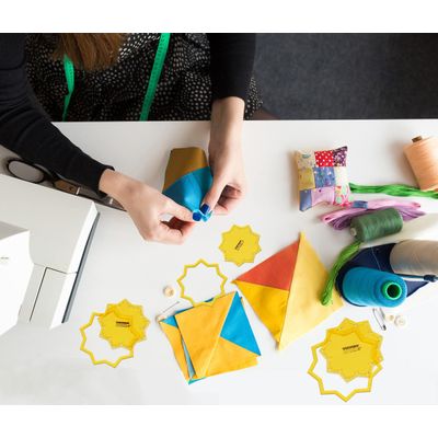 Conjunto de 3 Estênceis de Molde Estrela de 9 Pontas para Matelassê (8/10/13 cm) DIY Costura Patchwork 0M - Traceease Amarelo