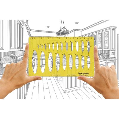 Traceease Lote 11 Peças Moldes Geométricos Multiformas e Réguas para Desenho Técnico Kit de Papelaria para Escola e Escritório - IBA Crafts Amarelo