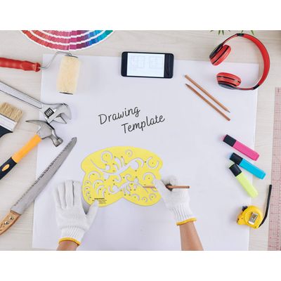 Traceease Lote 11 Peças Moldes Geométricos Multiformas e Réguas para Desenho Técnico Kit de Papelaria para Escola e Escritório - IBA Crafts Amarelo